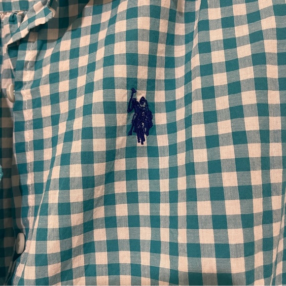 U.S. Polo Assn. Teal Checkered Shirt - Picture 2 of 6